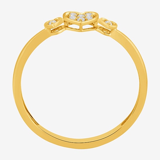 Heart (I, I2) Womens 1/10 CT. T.W. Lab Grown White Diamond 14K Gold Over Silver Heart Delicate Stackable Ring