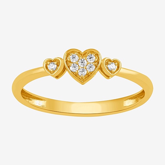 Heart (I, I2) Womens 1/10 CT. T.W. Lab Grown White Diamond 14K Gold Over Silver Heart Delicate Stackable Ring