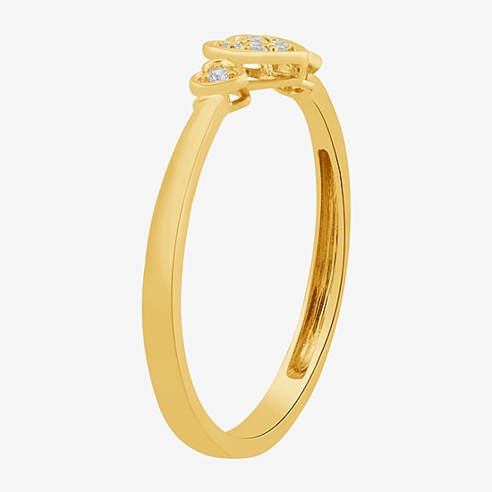 Heart (I, I2) Womens 1/10 CT. T.W. Lab Grown White Diamond 14K Gold Over Silver Heart Delicate Stackable Ring