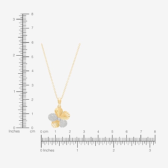 Flower (H-I, Si1-Si2) Womens 1/10 CT. T.W. Lab Grown White Diamond 14K Gold Over Silver Flower 18 Inch Pendant Necklace