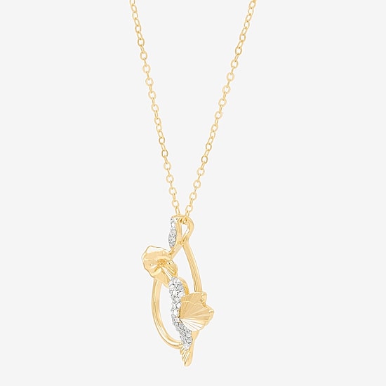 (H-I/Si1-Si2) Womens 1/10 CT. T.W. Lab Grown White Diamond 14K Gold Over Silver 18 Inch Pendant Necklace