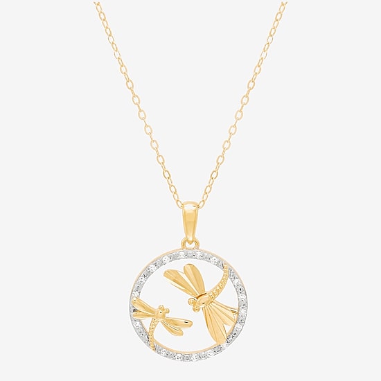 (H-I/Si1-Si2) Womens 1/10 CT. T.W. Lab Grown White Diamond 14K Gold Over Silver 18 Inch Pendant Necklace