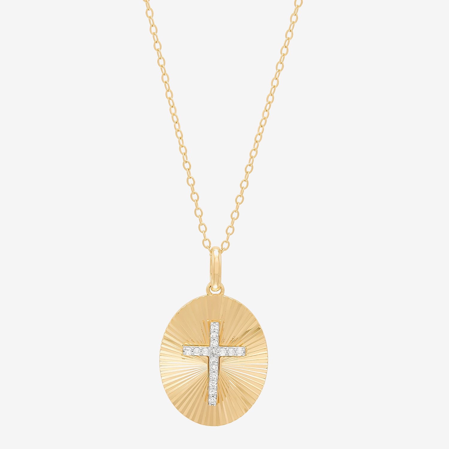 (H-I, Si1-Si2) Womens 1/10 CT. T.W. Lab Grown White Diamond 14K Gold Over Silver Cross 18 Inch Pendant Necklace