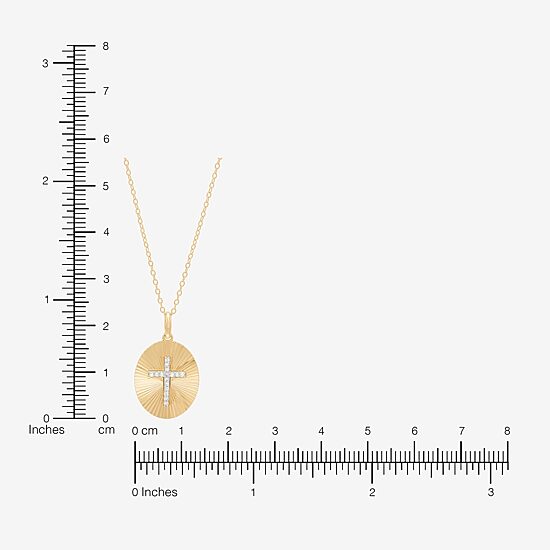 (H-I, Si1-Si2) Womens 1/10 CT. T.W. Lab Grown White Diamond 14K Gold Over Silver Cross 18 Inch Pendant Necklace