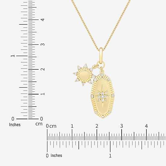 Sun (H-I / Si1-Si2) Womens 1/6 CT. T.W. Lab Grown White Diamond 14K Gold Over Silver Star Sunburst 18 Inch Pendant Necklace