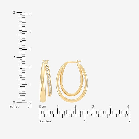 14k Gold Over Silver Womens 1/7 CT. T.W. Lab Grown White Diamond 14K Gold Over Silver 25mm Hoop Earrings