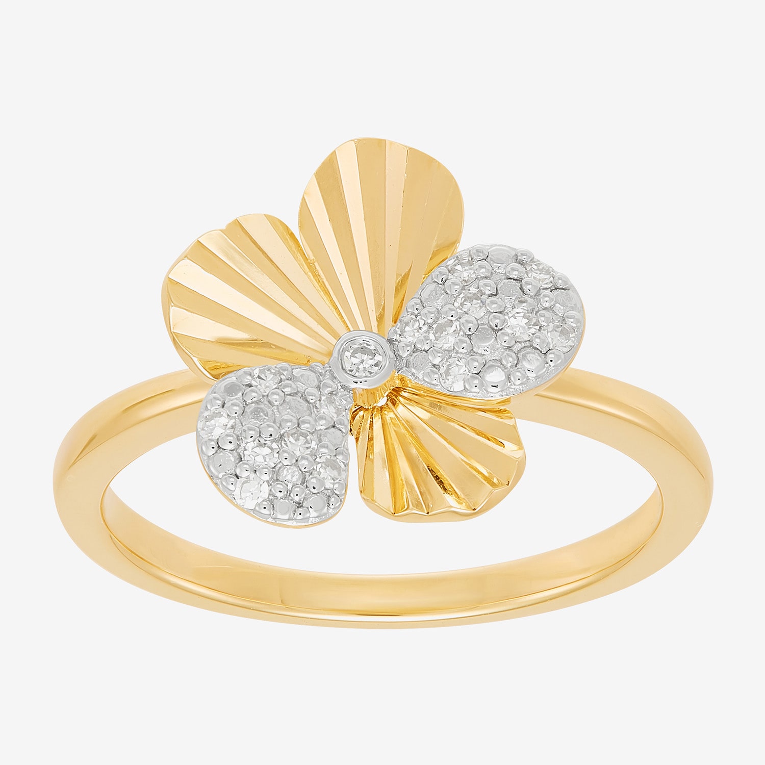Flower (H-I,Si1-Si2) Womens 1/10 CT. T.W. Lab Grown White Diamond 14K Gold Over Silver Cocktail Ring