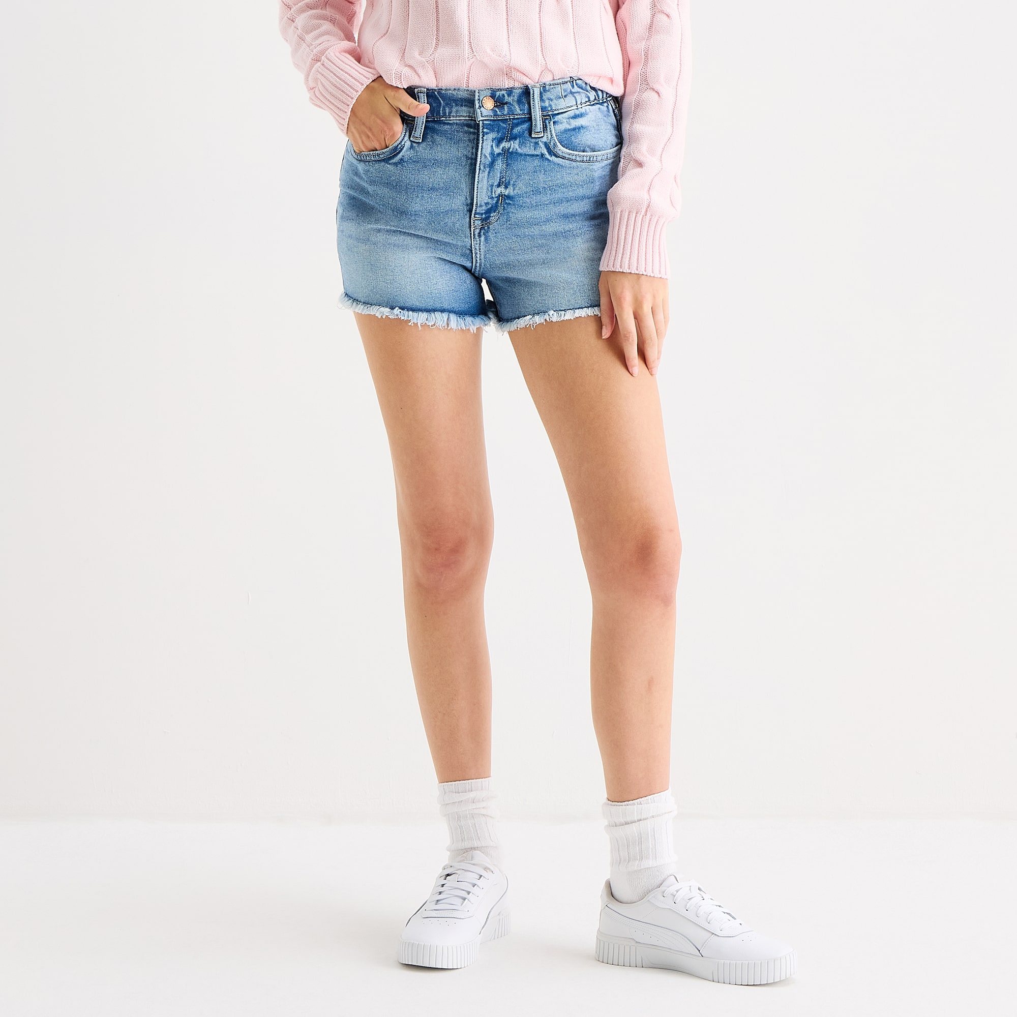 Arizona Curvy Womens 2 1/2" High Rise Juniors Denim Short