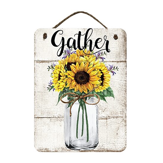 Courtside Market Sunflower 12x16 Artboard With Twine Wood Wall Art