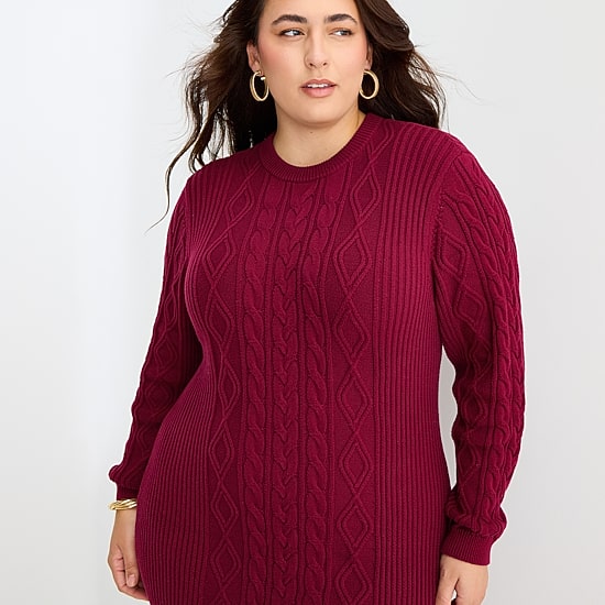 Bold Elements Womens Plus Long Sleeve Cut Outs Sweater Dress