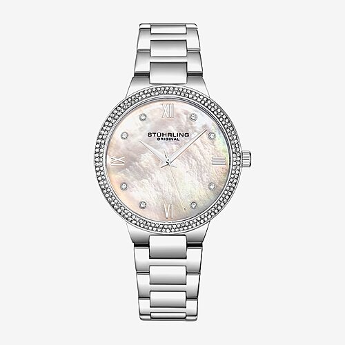 Stuhrling Womens Silver Tone Stainless Steel Bracelet Watch 3907 1, One Size, White