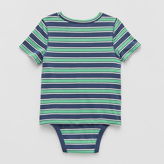 Okie Dokie Toddler Boys Bodysuit Closure Easy-on + Easy-off Adaptive Crew Neck Short Sleeve Bodysuit