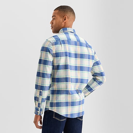 St. John's Bay Washed Oxford Mens Long Sleeve Classic Fit Stretch Fabric Button-Down Shirt