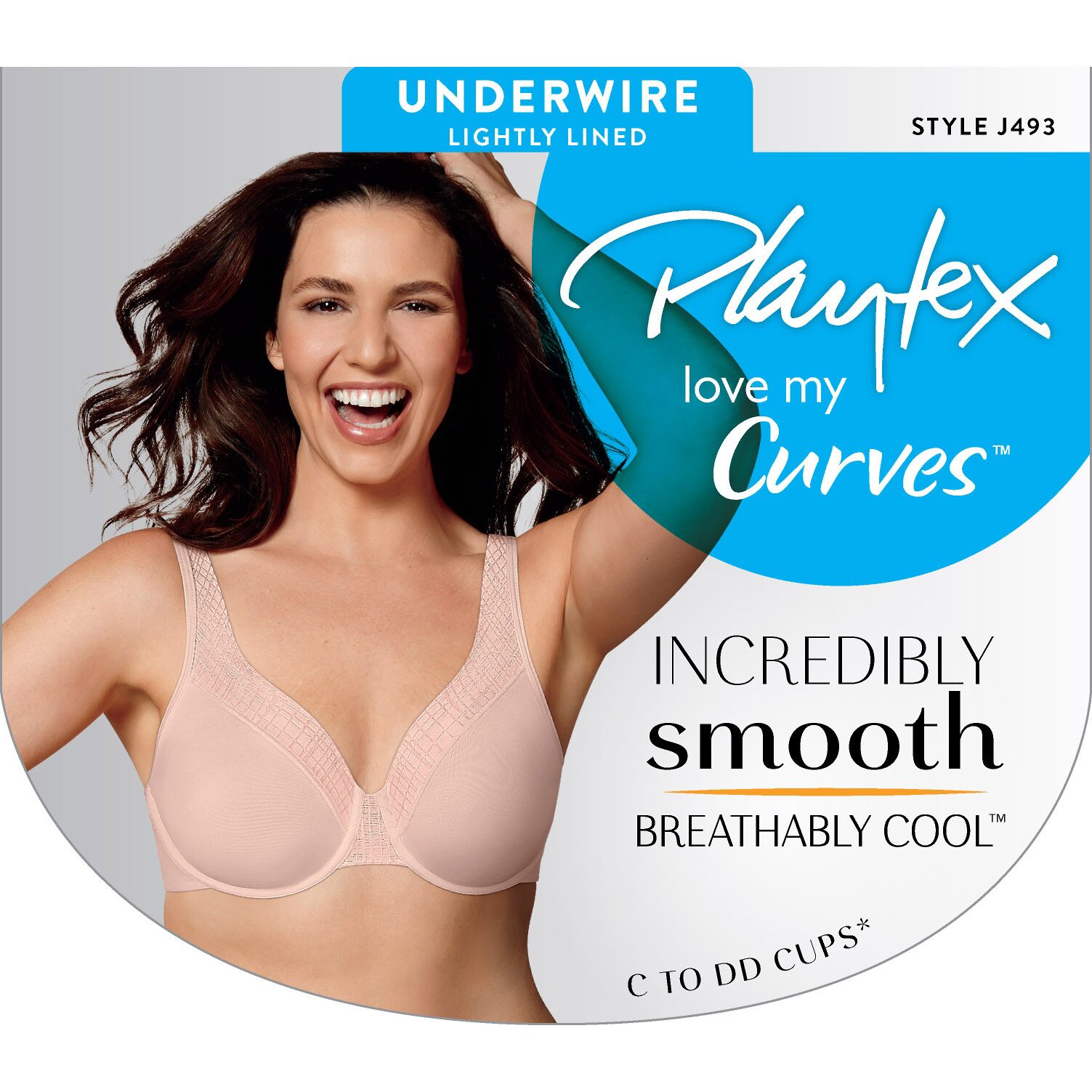 Playtex Love My Curves Incredibly Smooth Breathably Cool Lightly Lined Full Coverage Underwire Bra Usj493