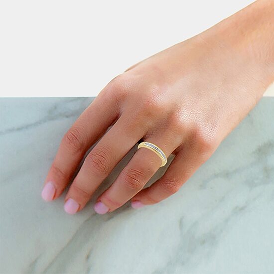 Womens Natural White Diamond 10K Gold Wedding Band
