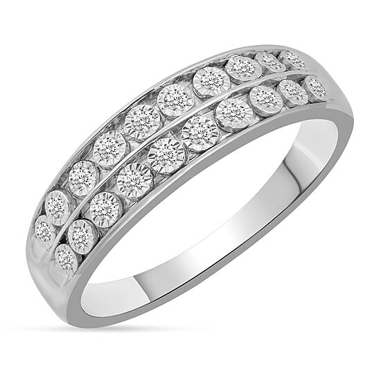 Womens Natural White Diamond 10K Gold Wedding Band