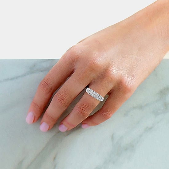 Womens Natural White Diamond 10K Gold Wedding Band