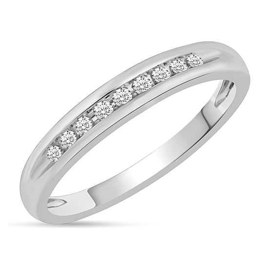 Womens Natural White Diamond 10K Gold Wedding Band