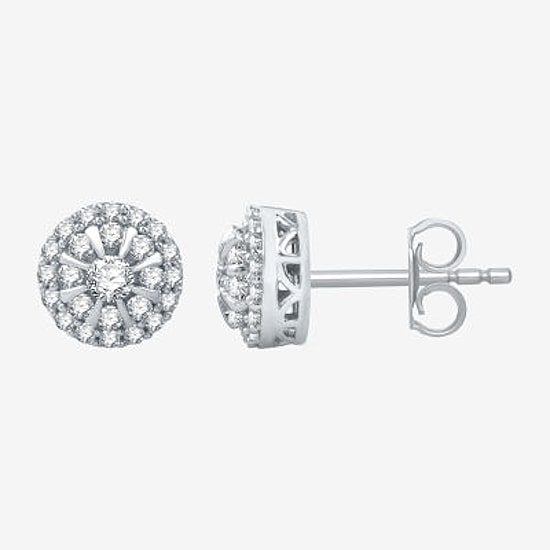 1/2 CT. T.W. Natural White Diamond 10K White Gold 7.9mm Round Stud Earrings
