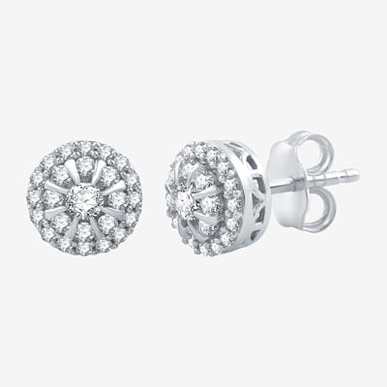 1/2 CT. T.W. Natural White Diamond 10K White Gold 7.9mm Round Stud Earrings