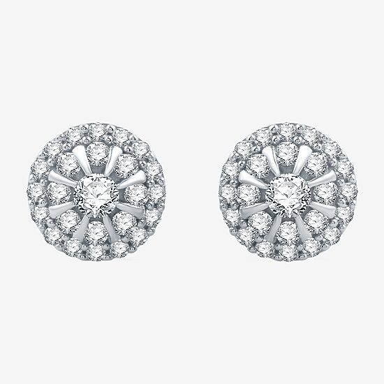 1/2 CT. T.W. Natural White Diamond 10K White Gold 7.9mm Round Stud Earrings