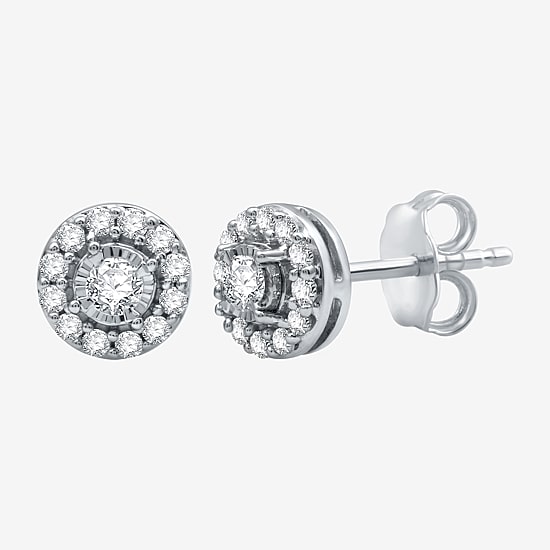 3/8 CT. T.W. Natural White Diamond 10K Gold 7.2mm Round Stud Earrings