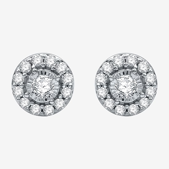 3/8 CT. T.W. Natural White Diamond 10K Gold 7.2mm Round Stud Earrings