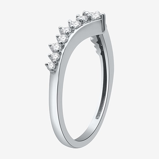 (H-I / I1) Womens 1/3 CT. T.W. Lab Grown White Diamond 10K Gold Chevron Wedding Band