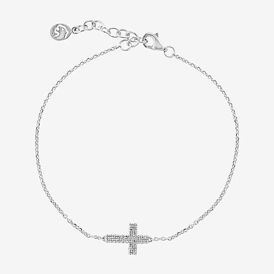 Effy Final Call Sideways Womens Sterling Silver 7 Inch Solid Cable Cross Chain Bracelet