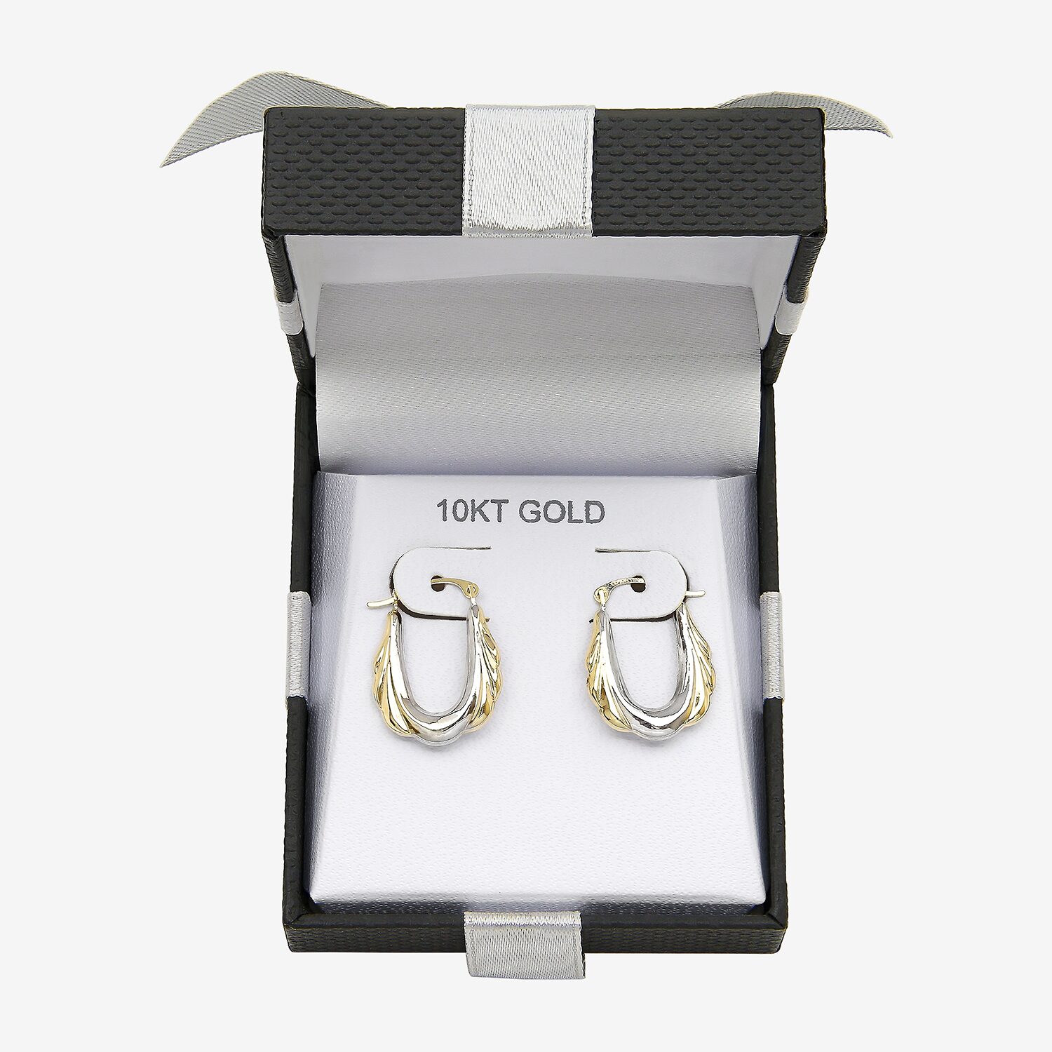 Womens 10K Two Tone Gold 20.7mm Round Hoop Earrings
