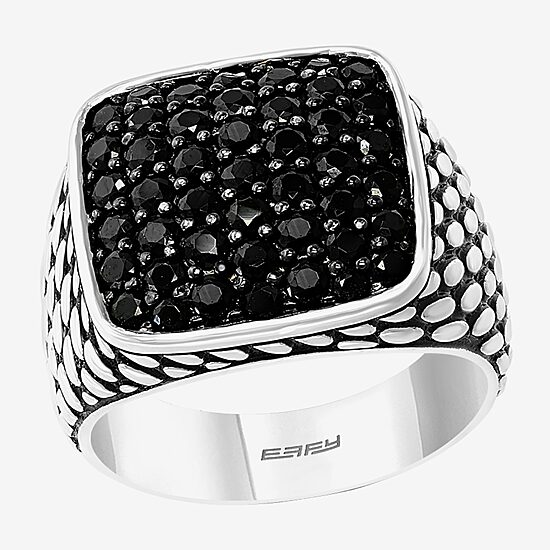 Effy Final Call Mens Genuine Black Spinel Sterling Silver Fashion Ring