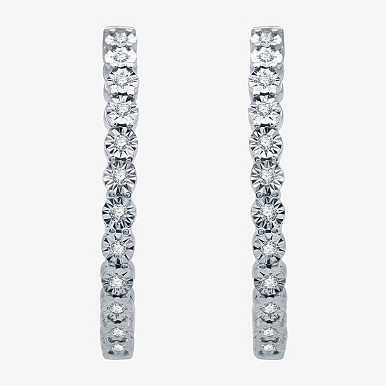 (H-I / I1) Womens 1/4 CT. T.W. Lab Grown Diamond Sterling Silver 24.9mm Hoop Earrings