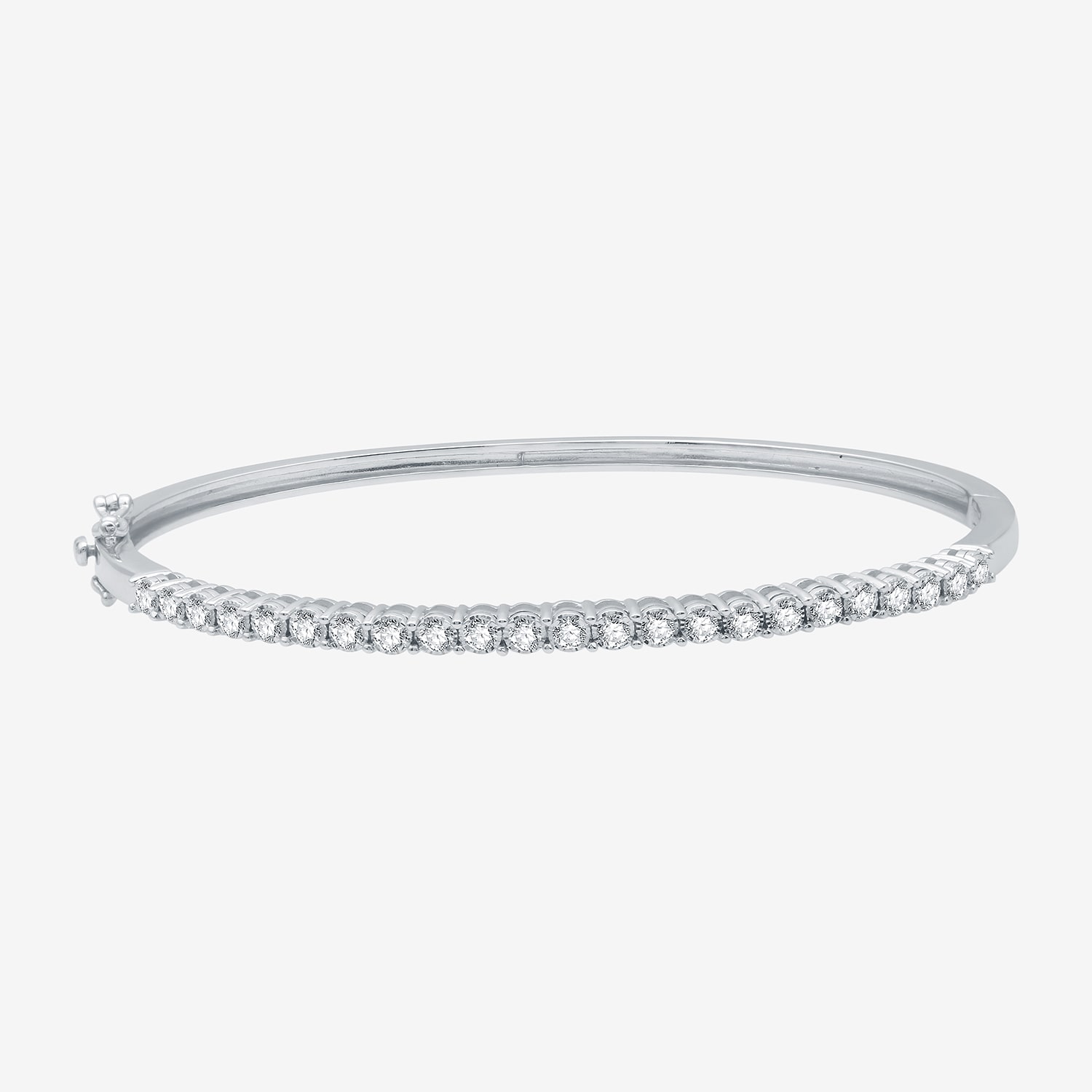 (H-I / I1) Womens 1 CT. T.W. Lab Grown White Diamond Sterling Silver Bangle Bracelet
