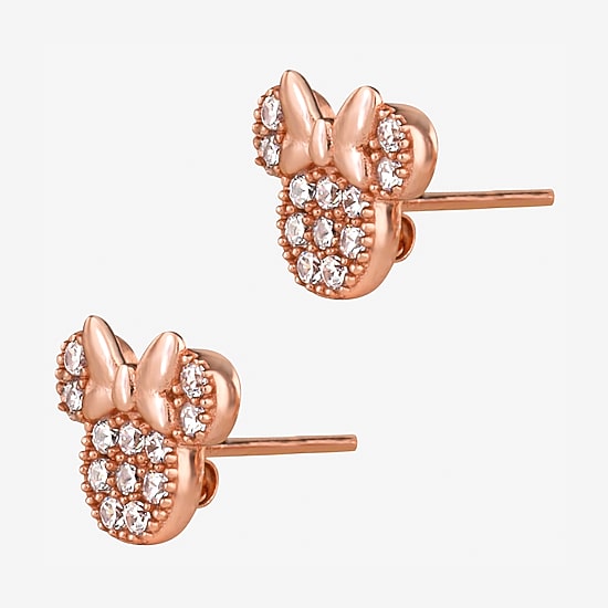 Disney Collection Cubic Zirconia 14K Gold Over Silver 8.9mm Minnie Mouse Stud Earrings