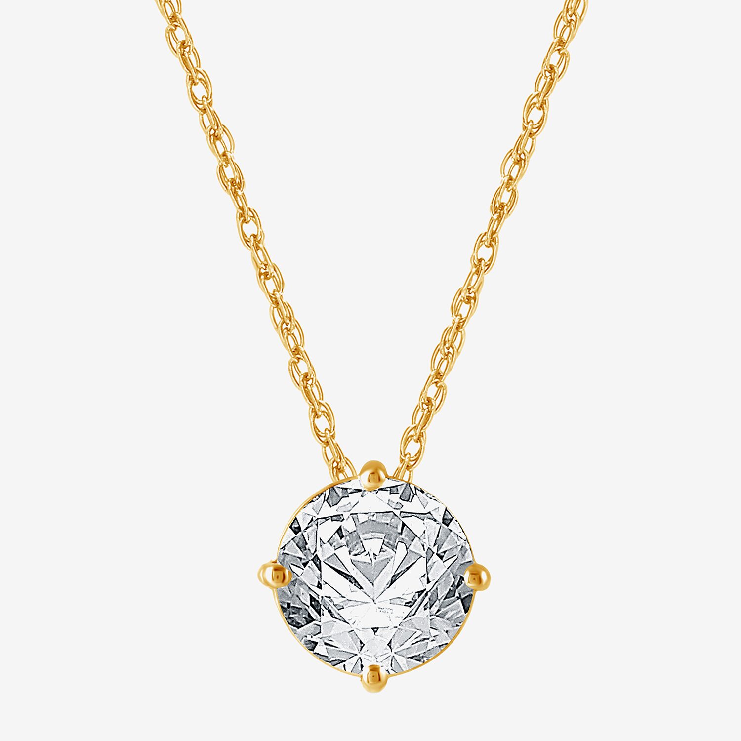 Ever Star (H-I / Si2-I1) Womens 1 CT. Lab Grown White Diamond 10K Gold Round 18 Inch Pendant Necklace