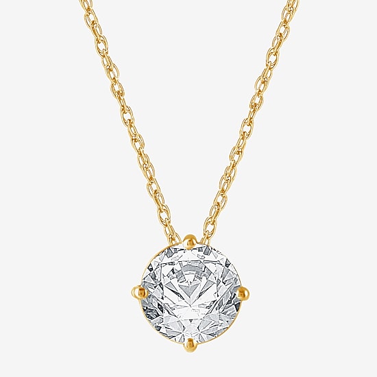 Ever Star (H-I / Si2-I1) Womens 1 CT. Lab Grown White Diamond 10K Gold Round 18 Inch Pendant Necklace