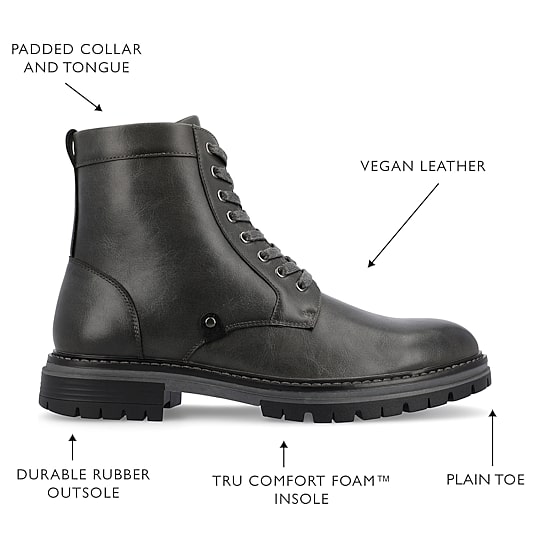 Vance Co Mens Denver Block Heel Lace-Up Boots