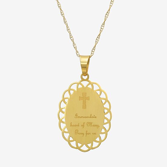 Immaculate Heart Of Mary Womens 14K Gold Oval 18 Inch Pendant Necklace