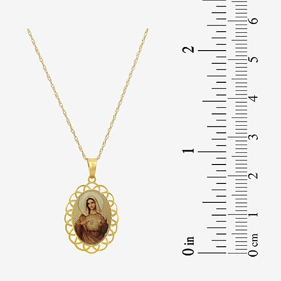 Immaculate Heart Of Mary Womens 14K Gold Oval 18 Inch Pendant Necklace