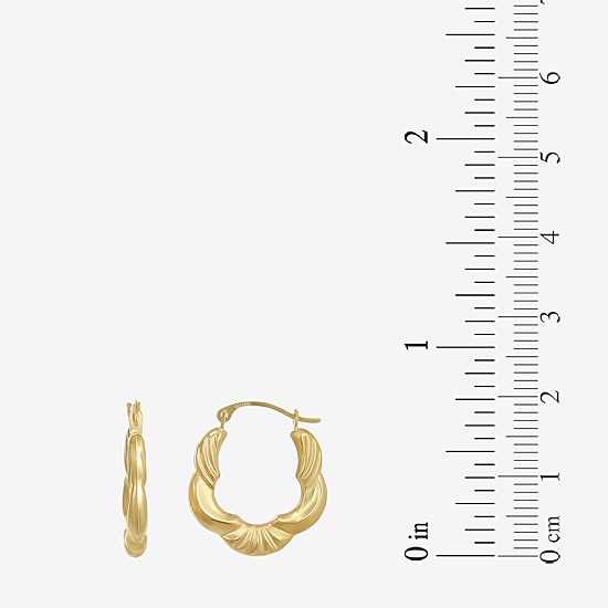 Womens 10K Gold 20.6mm Flower Hoop Earrings