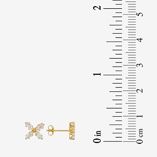 Cubic Zirconia 10K Gold 7.3mm Flower Stud Earrings