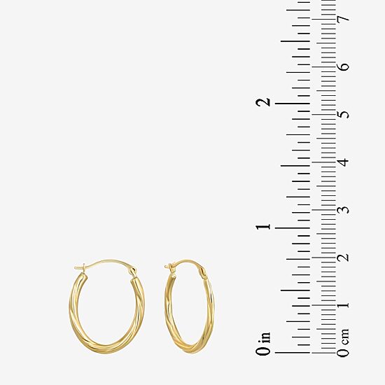 Womens 14K Gold 18mm Oval Hoop Earrings