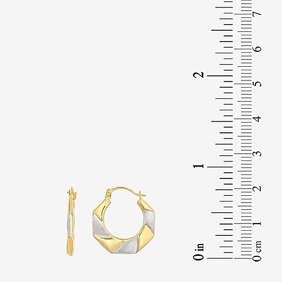 Womens 14K Two Tone Gold 19mm Round Hoop Earrings