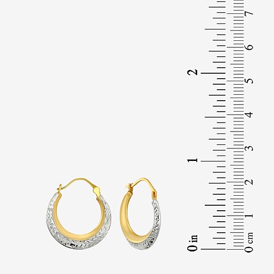 Womens 14K Two Tone Gold 20.9mm Round Hoop Earrings