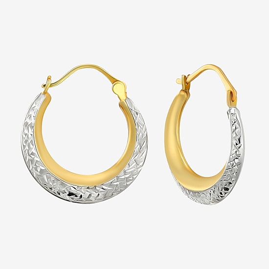 Womens 14K Two Tone Gold 20.9mm Round Hoop Earrings