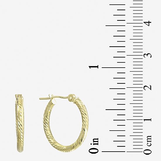 Diamond Cut Womens 14K Gold 18mm Hoop Earrings