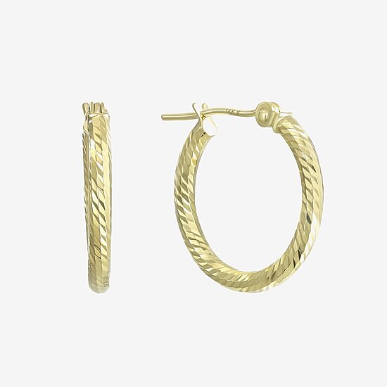 Diamond Cut Womens 14K Gold 18mm Hoop Earrings