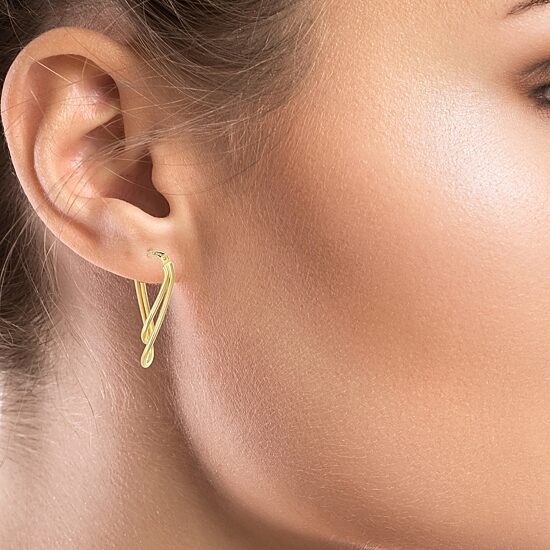 Womens 14K Gold 28mm Oval Hoop Earrings