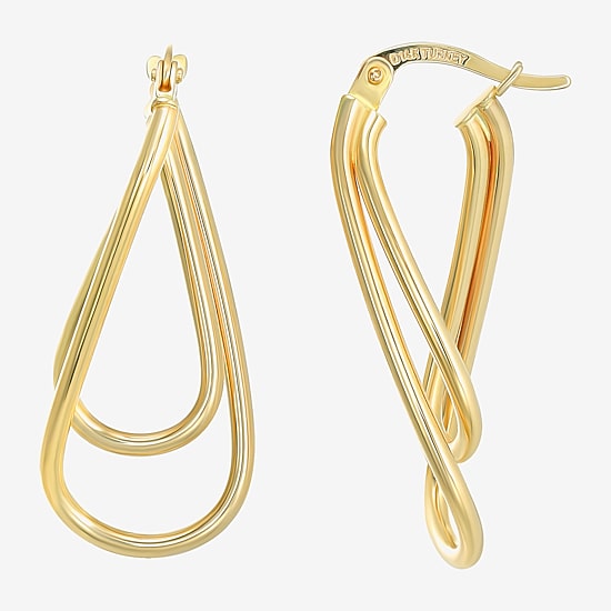 Womens 14K Gold 28mm Oval Hoop Earrings