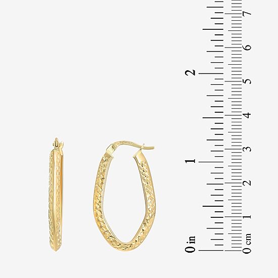 Womens 14K Gold 31mm Oval Hoop Earrings